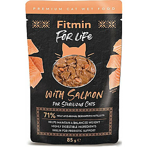 Fitmin For Life саше филе лосося в соусе для стерилизованных кошек 85г