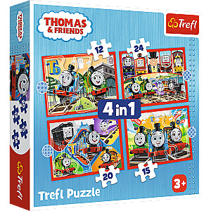 TREFL THOMAS & FRIENDS Pužļu komplekts 4 in 1 Tomass