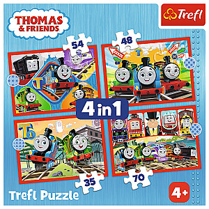 TREFL THOMAS & FRIENDS Pužļu komplekts 4 in 1 Tomass