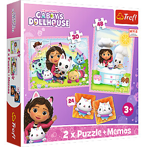 TREFL GABBY´S DOLLHOUSE Puzles komplekts 30 gab + 48 gab + 24 memo