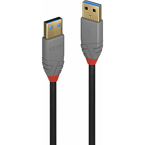 Lindy USB-A - USB kabelis USB-A, 1 m, melns (36751)