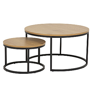 Kafijas galdiņi SPIRO 2gab, D80xH45cm/ D50xH33cm, ozols