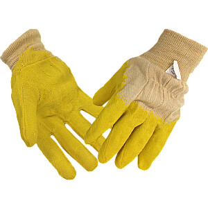 Текстильные перчатки с желтым латексным покрытием, размер 10.