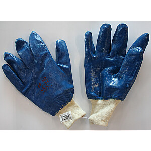 Текстильные перчатки с синим нитриловым покрытием, размер 10.
