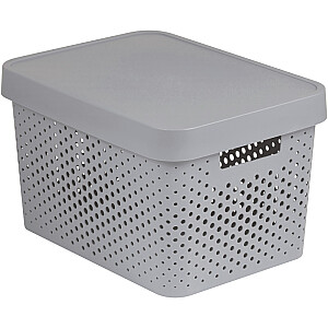 Коробка перфорированная с крышкой Infinity Recycled 17L 36x27x22cm серый