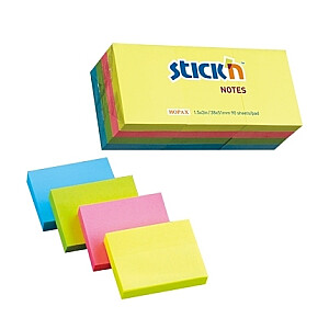 Клейкие листки Stick´N 21532 38x51мм 12х100л в упаковке неоновые ассорти