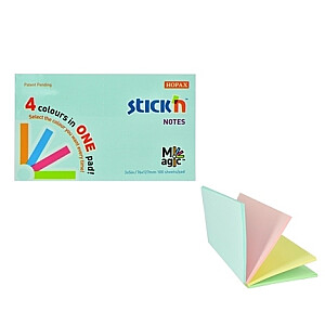 *Līmlapiņas StickN 21576 Magic pads 76x127mm 4x25L pasteļkrāsu asorti