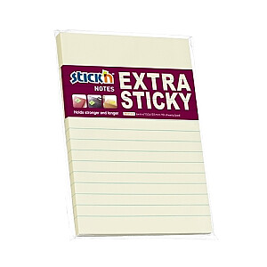 Līmlapiņas StickN 21496 Extra sticky 150x101mm, 90 lapas, līniju,  pasteļdzeltenas