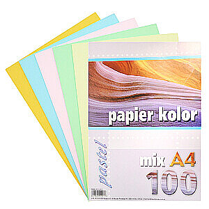 Krāsains papīrs, A4, 80g/m², 100gab/iep, pateļkrāsu mix