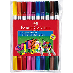 Divpusēji flomasteri Faber Castell, 10 krāsas
