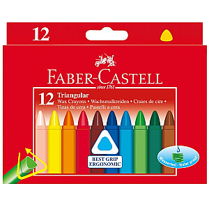 Vaska krītiņi Faber-Castel trīsstūra, 12 krāsas