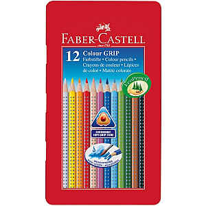 Krāsainie zīmuļi metāla kārba Faber-Castell Grip 2001 12 krāsas