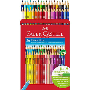 Krāsainie zīmuļi Faber-Castell Colour Grip, 36 krāsas