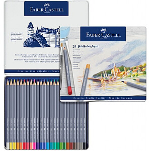 Akvareļu zīmuļi Faber Castell Goldfaber Aqua Creative Studio, 24 krāsas, metāla kastē