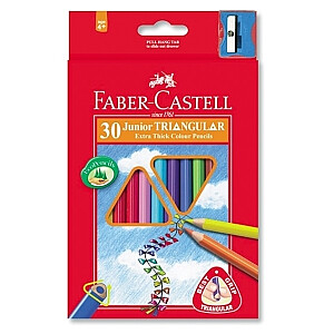 Krāsainie zīmuļi Faber-Castell Jumbo, 30 krāsas, ar asināmo