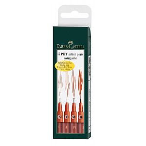 Flomasteri Faber-Castell Pitt Artist Pen, 4gab. (S,F,M,B),sanguine / brūns