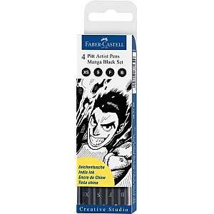 Flomasteri Faber-Castell Pitt Artist Pen Manga, 4gab/iep, melni