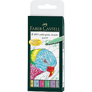 Flomasteri ar otas uzgali Faber-Castell Pitt Artist Pen, 6gab/iep, pasteļtoņi