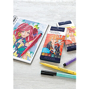 *Flomasteri ar otas uzgali Faber-Castell Pitt Artist Pen, 6 gab. zilo toņu asorti