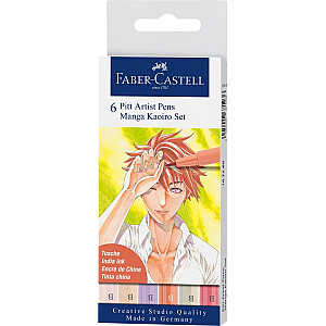 Flomasteri ar otas uzgali Faber-Castell Pitt Artist Pen, Manga Kaoiro portrets,  6krāsas