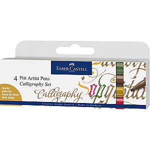 Kaligrāfijas flomasteru komplekts Faber-Castell Pitt Artist Pen, 4 zemes krāsās