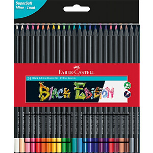 Trīsstūrveida krāsainie zīmuļi Faber-Castell Black Edition, 24 krāsas