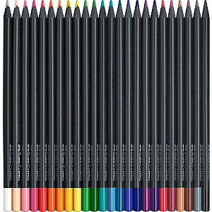 Trīsstūrveida krāsainie zīmuļi Faber-Castell Black Edition, 24 krāsas