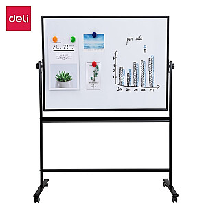 Демонстрационная доска Deli E7882 магнитно-маркерная лак 90x120см на роликах белый двухсторонняя