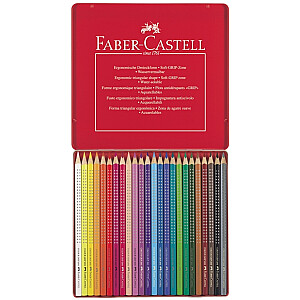 Krāsainie zīmuļi Faber-Castell Grip 2001 24 krāsas, metāla kastē