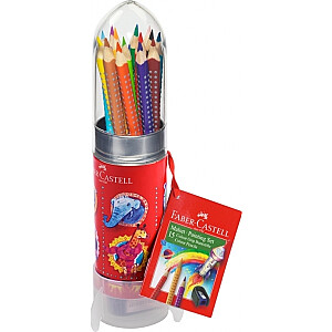 Krāsainie zīmuļi Faber-Castell Grip Set 15 krāsas, raķetē (P)