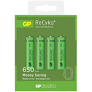 Akumulatora baterijas GP Recyko, AAA, HR03, 650mAh, 4gab/iep