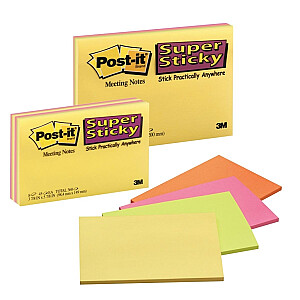 *Līmlapiņas POST-IT Super sticky 40l 101x152, 4 gab, asorti krāsas