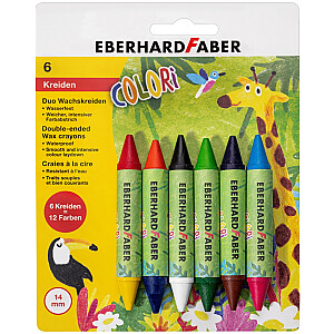 Vaska krītiņi EberhardFaber Colori, divpusēji, 6 krāsas