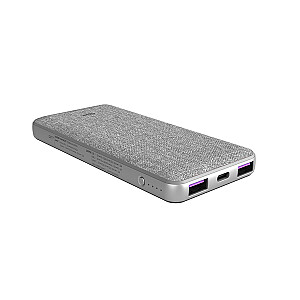 SILICON POWER QP77 Powerbank Ārējais akumulators 10000 mAh 2x USB QC 3.0 1x USB-C PD (SP10KMAPBKQP770G) Gaiši pelēks