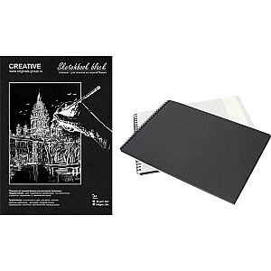 *Альбом для рисования на спирали CREATIVE с черными страницами, А4, 20 страниц, 160 г/м2