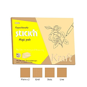 *Клейкие листы StickN Kraft 21809, А5, 5х15 листов, бланк, квадраты, линии, точки