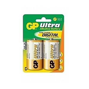 Батарейки GP Ultra Plus D, LR20, 1,5В, 2шт/упак.