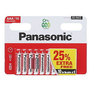 Baterijas Panasonic Red Zinc, R03RZ, AAA, 10gab/iep