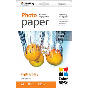Fotopapīrs ColorWay A4, 180g/m², 50lpp/iep, glancēts