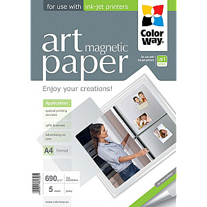 Fotopapīrs ColorWay ART A4, 690g/m², 5lpp/iep, magnētisks, glancēts