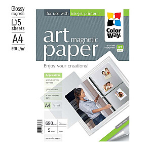 Фотобумага ColorWay ART А4, 690г/м², 5 стр./упак., магнитная, глянцевая