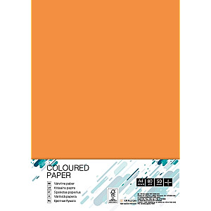 Цветная бумага College А4, 80г/м², 50 листов, Мандарин МО15