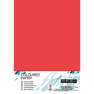 Цветная бумага College А4, 80г/м², 50 листов, Коралловый Красный CO44