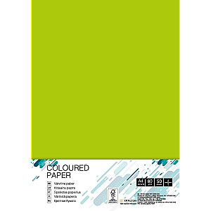 Цветная бумага College, А4, 80г/м², 50 стр./упак., Неоново-Зеленый