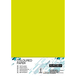 Цветная бумага College А4, 80г/м², 50 листов, Неоново-Желтый
