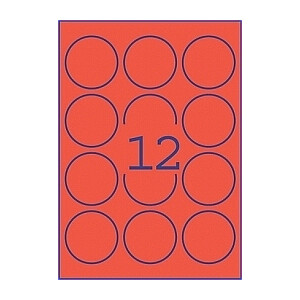 Этикетки самоклеящиеся Zweckform L7670R-25, А4, Ø63.5мм, круглые, 300шт/упак, неоновый красный