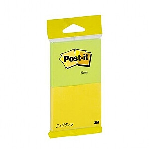 Клейкие листы POST-IT T6720-YG, 2 цвета по 75 страниц.