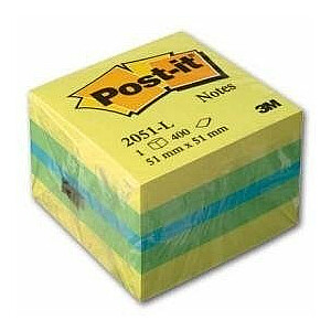 Līmlapiņu kubs 3M Post-It mini, 51x51mm, 400lpp/iep, citrona krāsā