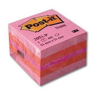 Līmlapiņu kubs 3M Post-It mini, 51x51mm, 400lpp/iep, rozā