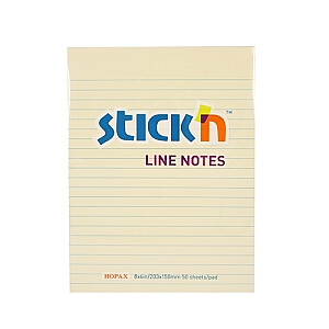 Клейкие листы StickN 21038, 203x150мм, 50 листов, линии, пастельно-желтый